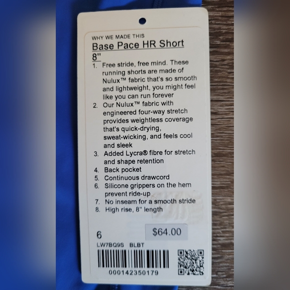 Lululemon Base Pace HIGH RISE Shorts Size 6 8" inseam Blazer Blue - Picture 2 of 5